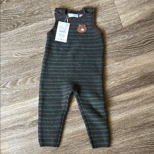 Zara Brown and Green Kids Overalls